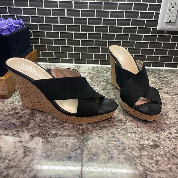 Women's Latrice Wedge Mule Sandal - Charles David - Black and cork - Picture 2 of 10